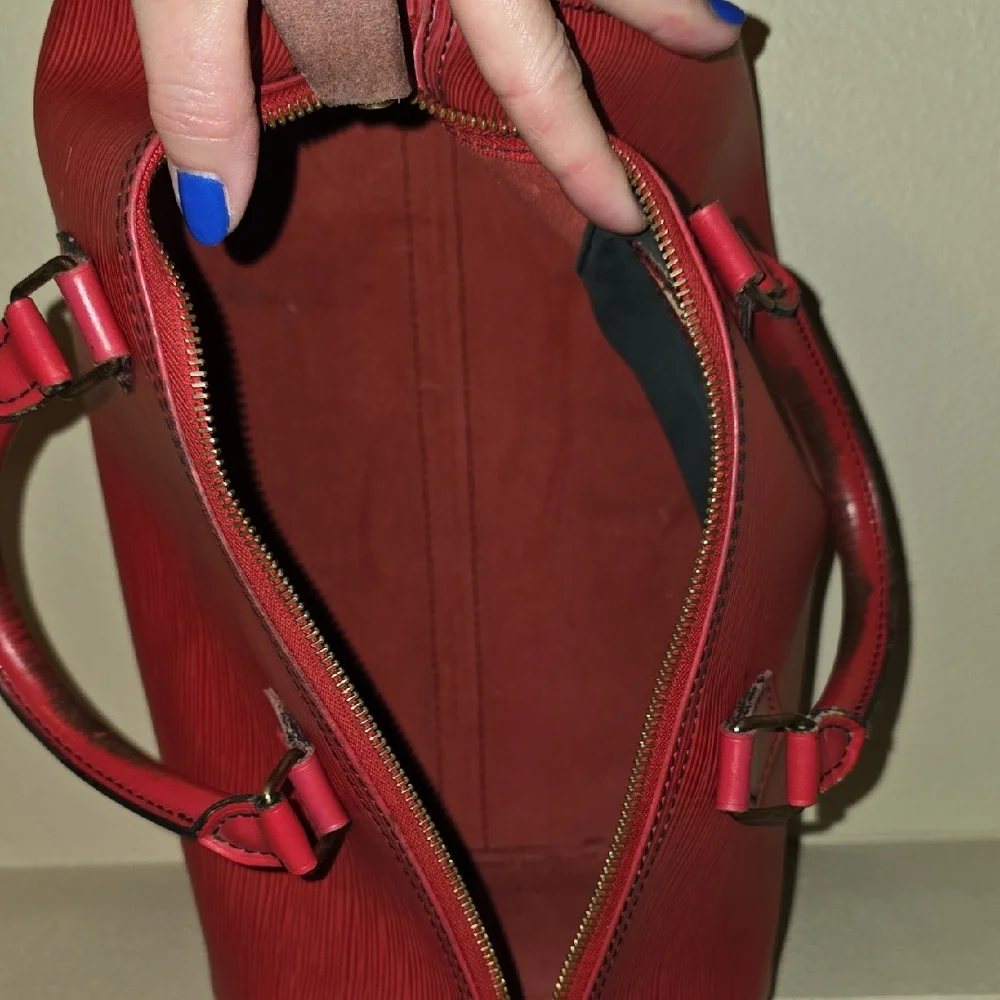 Epi Louis Vuitton Red Satchel Bag